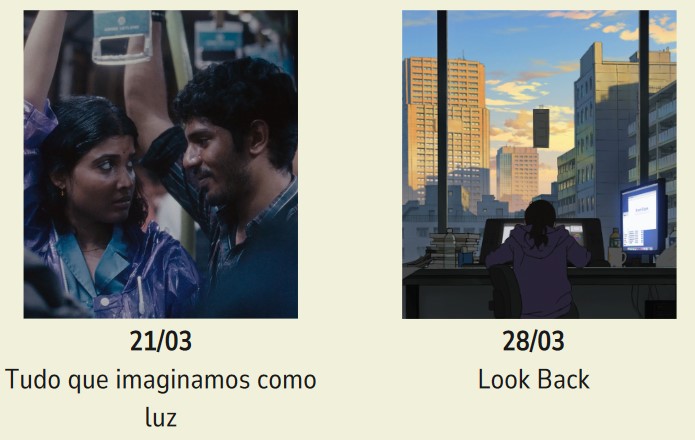 Capas dos filmes Tudo que imaginamos como luz e Look Back..