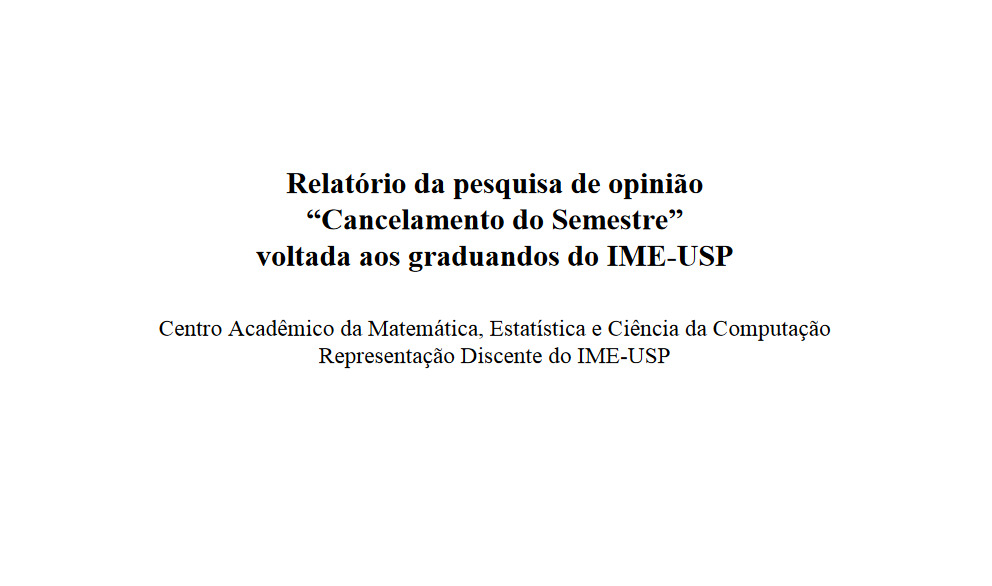 Capa do relatório, com o título igual ao abaixo, seguido do nome do Centro Acadêmico.